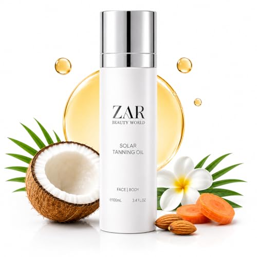 Image of ZAR Solar Tanning Oil with SPF, Tanning Accelerator for Beach and Ski, Outdoor Sunscreen Spray for Face and Body, Travel Size, Luxury Floral Scent, 100 ml / 3.4 oz