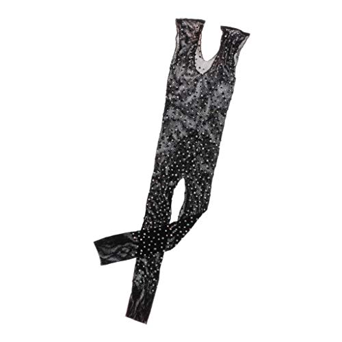DYNWAVE Meia-calça masculina arrastão cristais, body gay, meia-calça, Preto, Sleeveless