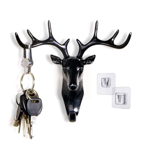Image of Zainah Deer Head Shape Key Holder Self Adhesive Key Stand, Wall Mounted Hanging Hook Stylish Key Hanger for Home Decor, Sticky Holder, Pack of 1