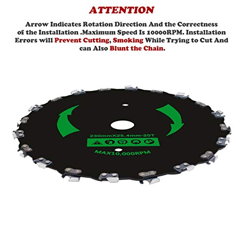CZS 9 Inch 20T Chainsaw Tooth Brush Blades for Cutter, Trimmer, Weed Eater, Lawnmower (2 Pack Different Adapter Kit Included)