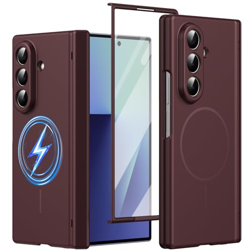 Étui magnétique en silicone pour Samsung Z Fold 7 rouge, fini les écrans brisés