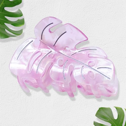Pinza para cabello estilo hoja color rosa miniatura 6
