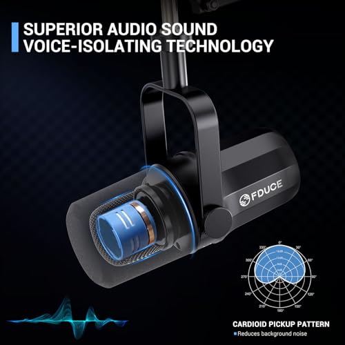 Image of FDUCE SL40X XLR Dynamic Microphone kit for Vocal Recording, Podcasting, Gaming, Live Streaming&Broadcasting, All Metal Cardioid Mic, Voice-Isolating Technology -Black(Mic Boom kit)