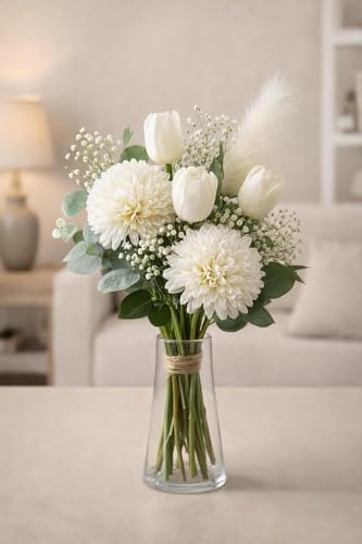 Image of Divyakosh Artificial Fabric Flower Bunch for Vase /Pot Display| (VASE NOT Included) Indoor Decorative Floral Cluster for Habitat Setup, Home Decor Craft Flowers