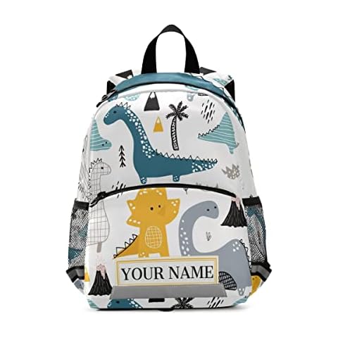 Mnrsuu Custom Name Backpack,Personalized Children Backpack for Boys Girls Cute Dino Scandinavian Style Rucksack kindergarten Preschool Nursery Travel Bag Cover