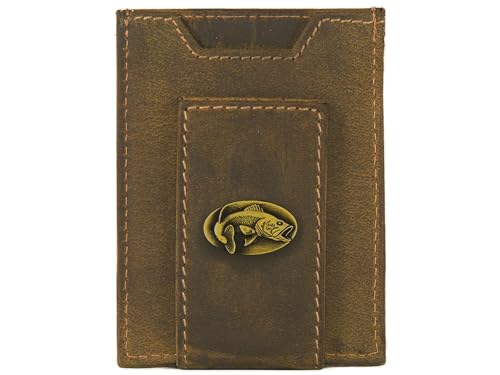 ZEP-PRO Bass Vintage Tan Leather Magnetic Front Pocket Wallet, Slim Stylish for Men