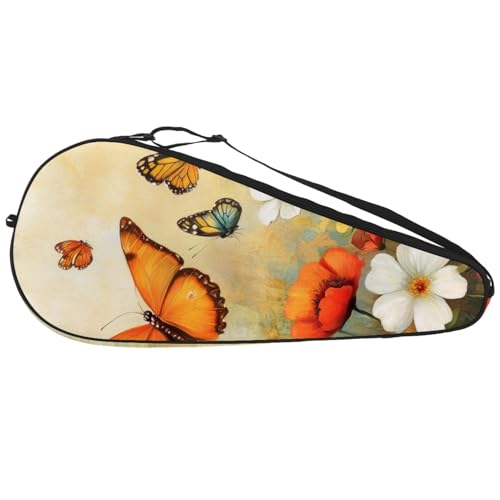 Housse de raquette de tennis motif papillon et ciel azur réglable