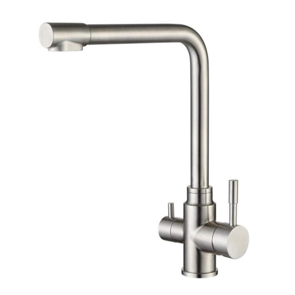 Robinet de cuisine 3 en 1 en acier brossé orientable à 360°
