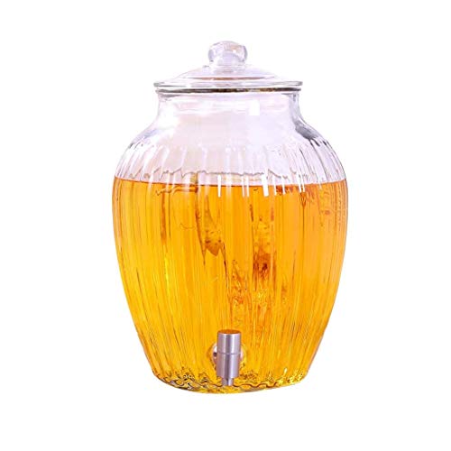 Kylin-mn Dispenser for Bevande in Vetro, Elegante Design a Coste, Rubinetto in Acciaio Inossidabile Incluso, centrotavola for Bar in casa e Vetro for Feste (Size : 10L)