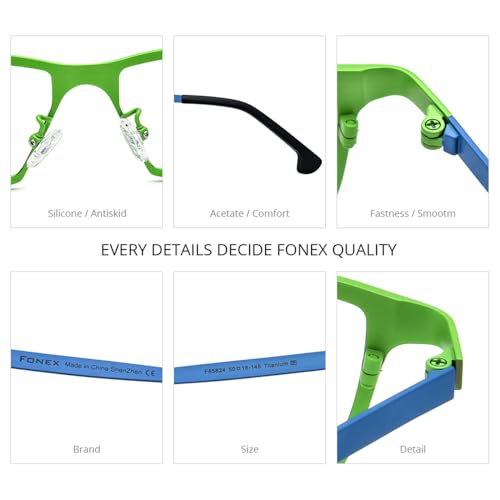 Image of FONEX Colorful Pure Titanium Glasses Frame Women Retro Round Eyeglasses