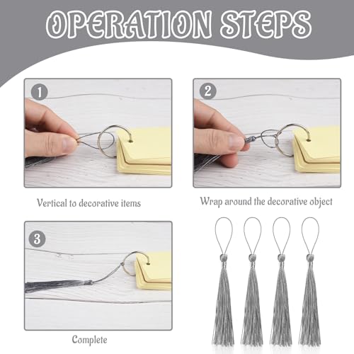 Image of 100 Pcs Bookmark Tassels Bulk Silver Gray Soft Craft Silky Handmade Mini Tassels for Jewelry Making with Loops for DIY Craft Accessory Dress Decoration