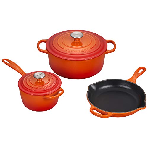 Image of Le Creuset Enameled Cast Iron Signature Cookware Set, 5 pc, Flame
