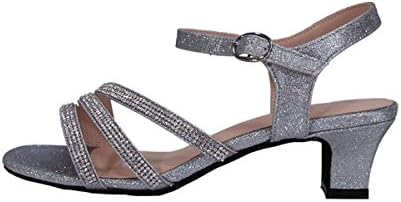 Floral Jenna (DP869) Women's Wide Width Glittery Rhinestone Upper Straps Heeled Sandals Silver 7 | Image 2