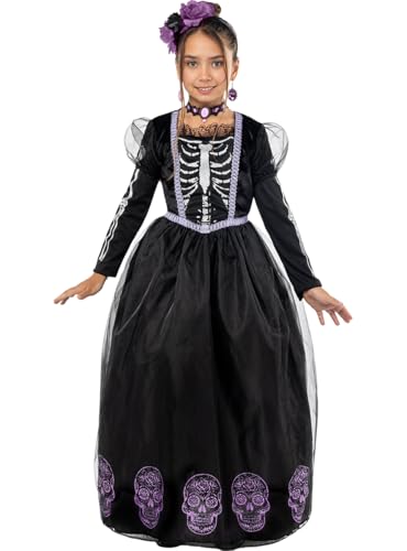 Funidelia | Disfraz de Catrina Día de los Muertos para niña Calavera mexicana & Halloween - Disfraz para niños y divertidos accesorios para Fiestas, Carnaval y Halloween - Talla 10-12 años
