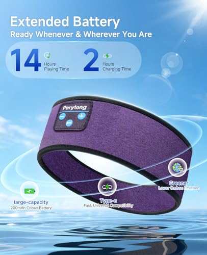 Image of Perytong Sleep Headphones Bluetooth Headband Earphones, Wireless Sleeping Headphones Headband for Sleeping, Sports, Gifts, Workout, Jogging, Yoga, Insomnia, Air Travel, Meditation
