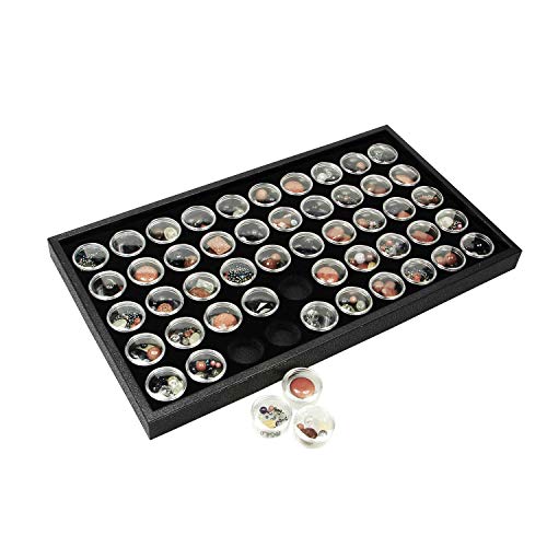 Ikee-Design-Black-Foam-Gem-Jars-Showcase-Stackable-Display-Tray-for-Collectibles-Home-Organization-Storage-Box-with-50-Gemstones-and-Bead-Storage-Jars