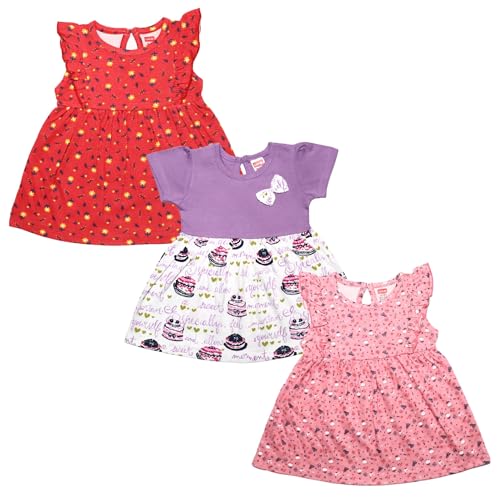 LuvLap Baby Girls Regular Fit 100% Cotton Half Sleeve Girls Knee ...