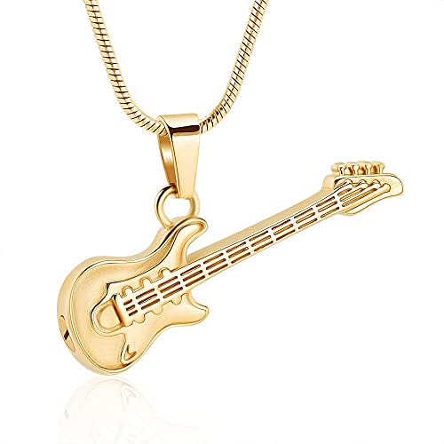 Bijoux urne pendentif pour cendres guitare : collier commémoratif de crémation pour homme femme