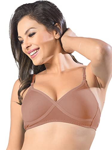 Image of SONARI Violet Womens Non Padded Regular Cotton Bra | Wire-Free, Medium Coverage, Sewn-in Bump for Natural Lift, Polycotton Blend Fabric, Hook & Eye Closure, Adjustable Straps