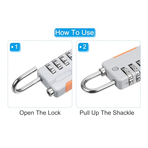 Image of PATIKIL Security Steel Cable with 4 Digit Combination Lock, 2 Set 1.6Ft Coated Safety Wire Rope Double Loop Padlock for Outdoor Travel Luggage, Gray