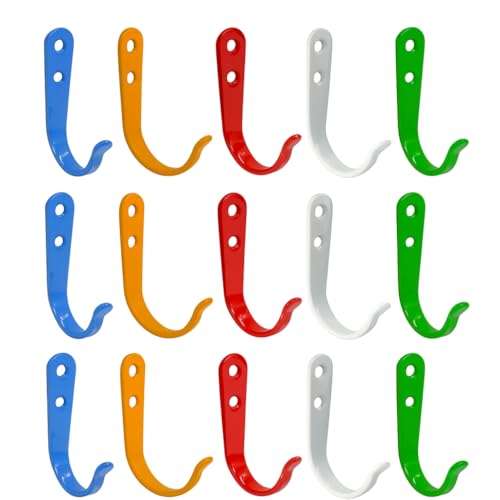 Kahedincy Colorful Metal Wall Hooks, 15 Pcs Coat Wall Hooks for Kids Room