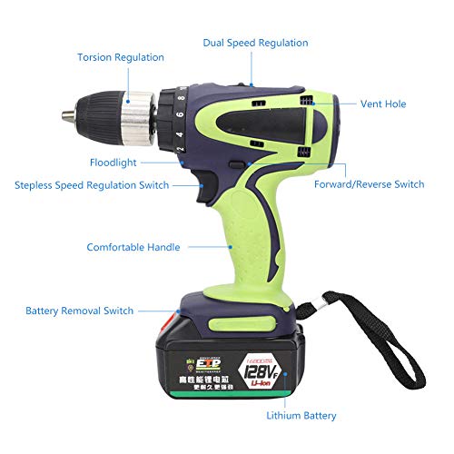 Schlagbohrmaschine, leistungsstarke Akku-Bohrmaschine mit 0–800 U/min für Keramik für Holz für Aluminium für Eisen für… – Bild 4