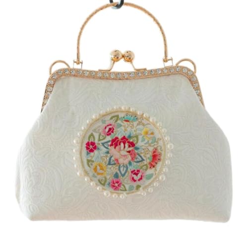 Sac de soirée diamant et perles chic avec cadre en métal élégant pour femme