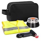 PEPA MEDINA | Kit Emergencia y Seguridad para Coche con Luz V16 Geolocalizada Homologada DGT 2026, Chaleco Reflectante, Martillo Multifunción, Cuchilla Cortacinturones, Linterna LED y Neceser Compacto