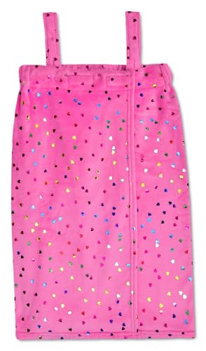iscream Big Girls' Silky Soft Plush Spa Wrap for Home, Travel, Summer Camp - Love Fest Collection