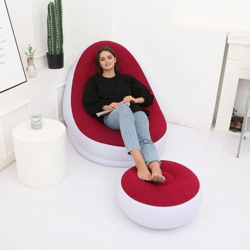 Opiniones de Sofás hinchables los mejores 5. 41 Sofá de aire portátil de ocio, sillón inflable rápido, con bomba de aire y reposapiés, resistente y no se pliega fácilmente, tumbona para sala de estar, dormitorio, balcón...