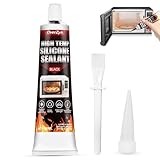 OverZyn High Heat Silicone Sealant, High Temp Silicone Oven Door Adhesive Heat Resistant Glue Strong Bonding and Sealing Flexible Durable for Oven Barbecue Grills Fireplace Exhaust Pipes, 100ml