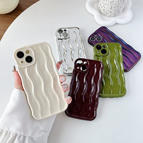 Caseative Water Ripple Pattern Curly Wave Frame Soft Compatible With Iphone Case (Silver,Iphone 13 Pro Max) #TOP1