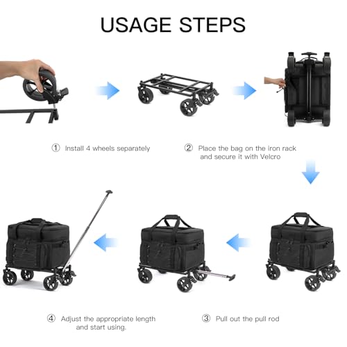 Image of Extra Large Wheeled Portable Cooler Bag 85 Cans Double Deck Heavy Duty Rolling Insulated Cooler with All-Terrain Wheels Leakproof Tactical Soft Sided Cooler for Beach Camping Picnic Travel
