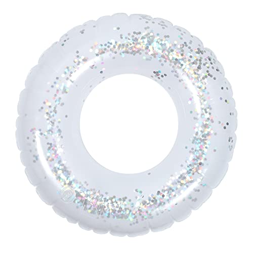 FELTECHELECTR Transparent Inflatable Swimming Ring with Sequins Colorful Pool Accessory for PVC Floating Ring for Water Parties Lightweight and Design