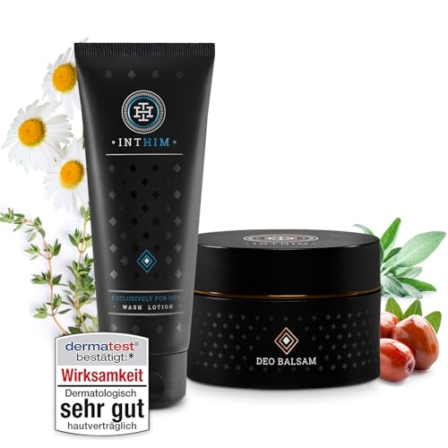 IntHim Antibakterielle Intim Waschlotion Herren - pH-Hautneutrale Intimpflege Männer bei Juckreiz + Anti-Scheuer Deocreme