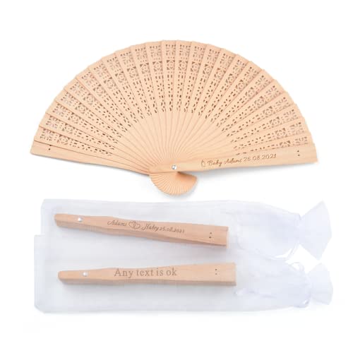 Ter 100pcs Personnaliser Les faveurs de Mariage de Ventilateur de Main en Bois pour Les Cadeaux de fête d'invité Ventilateur Pliant personnalisé (A,20 PCS)