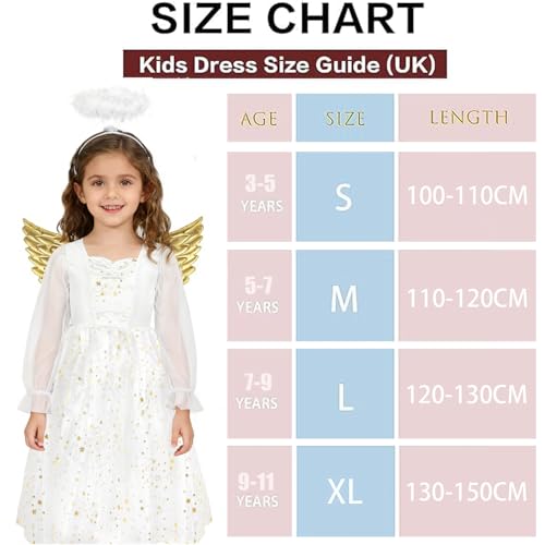Disfraz Angel para Niñas, Vestido Blanco con Alas y Diadema miniatura 5