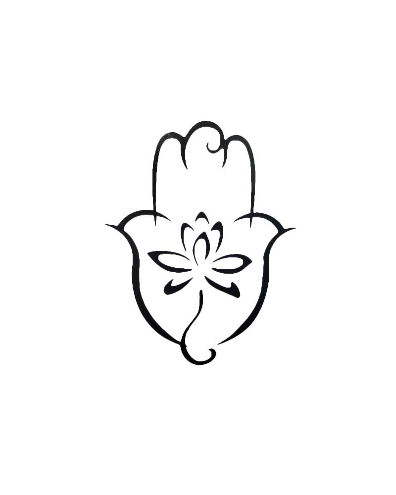 Comet Busters Temporary Hamsa With Lotus Tattoo Sticker (BJ078)