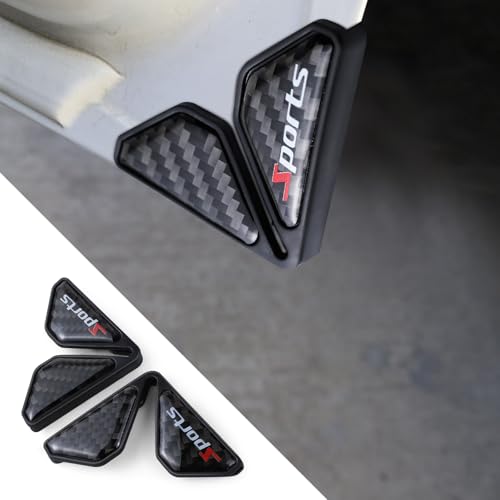 Wogomz 2PCS Car Door Corner Guards, Carbon Fiber Auto Front Door Edge Guards, Anti-Collision Car Door Corner Protector Sticker, Universal Car Accessories Decoration (Black Sport)
