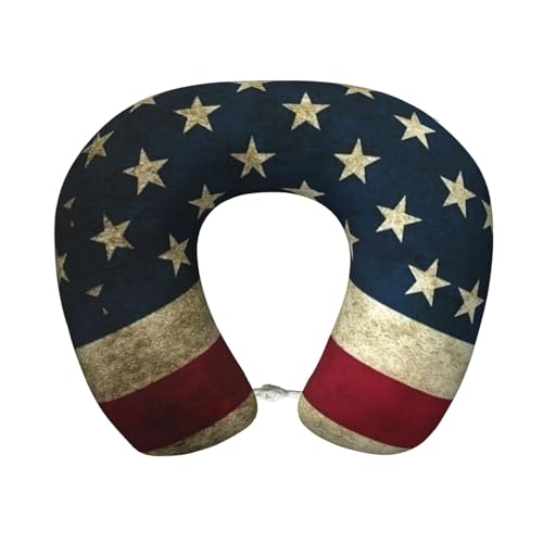 BDDFN Almohada cervical Wonder Plus con estampado de bandera americana, regalo de viaje, comodidad para tus viajes, películas y trabajo