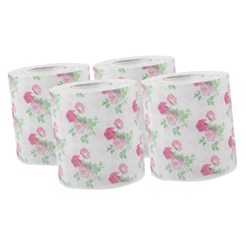 Papel higiénico delicado con flores elegantes, 4 rollos de alta suavidad para aseo