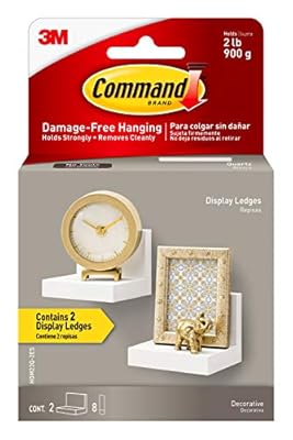 Command Display Ledges, Quartz, 2-Ledges, 8-Medium Foam Strips, Decorate Damage-Free