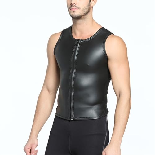 Traje de neopreno para hombre de 2MM sin mangas, chaqueta ligera para nadar y bucear (Negro_X-Large) miniatura 3