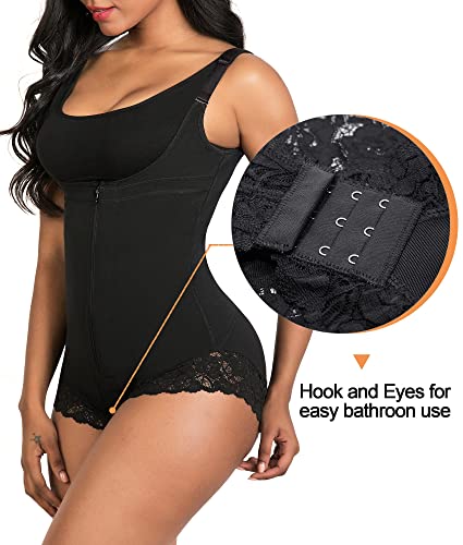 Shaperx SZ7200-BEIGE-3XL Women Shapewear Tummy Control Fajas Colombianas Body Shaper Zipper Open Bust Bodysuit,Sz7200-Black-New-S thumb #4
