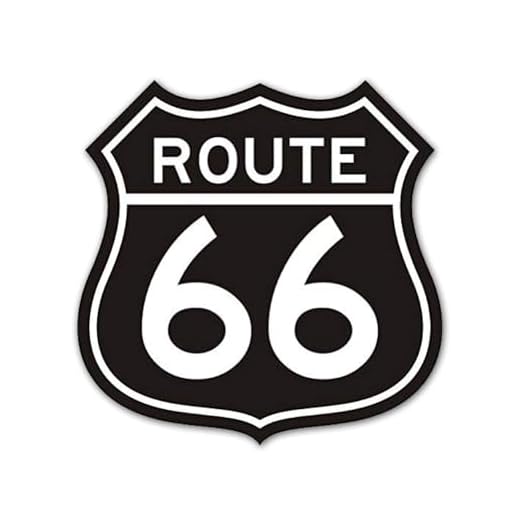 Sticker Route 66 zwart I 10 x 10 cm I Embleem voor motor chopper bestelwagen scooter koelkast laptop of als autosticker I weerbestendig I kfz034