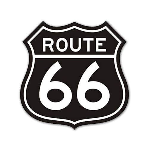 Autocollant Route 66 Noir I 10 x 10 cm I écusson pour Moto Chopper Van Scooter réfrigérateur Ordinateur Portable ou comme Autocollant Voiture I résistant aux...