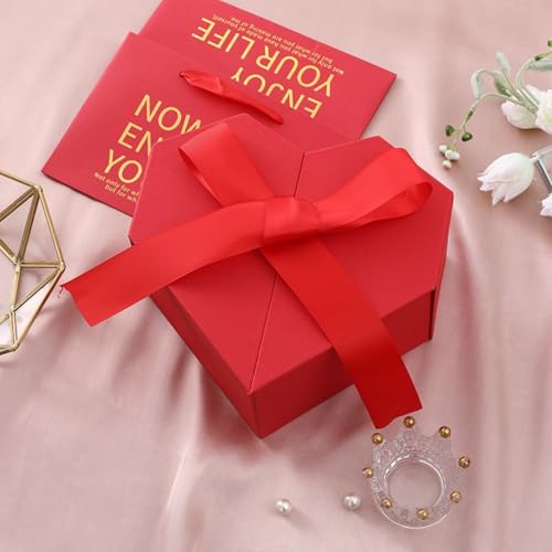 Heart Shaped Birthday Gift Box+Gift Bag, Perfume Lipstick Wedding Companion Gift Box Valentine's Day Empty Gift Box Without Lafite