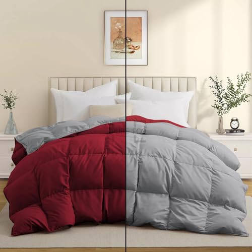 Image of 600 Gsm Heavy Winter Blanket For Double Bed Size (90 inchX100 inch) - 600 GSM Heavy Winter Comforter /Rajai /Duvet /Blanket Microfiber Super Soft Fluffy For Winter Double Bed - Burgundy /Silver Grey Color