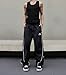 ZAFUL Mens Baggy Pants Y2K Contrast Piping Drawstring Sweatpants Fashion Unisex Oversized Cargo Pants for Men with Pockets 1-Black L
