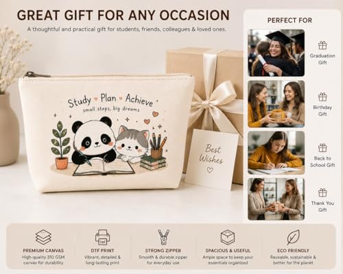 Image of DRUDRAYA Canvas Cute Panda & Cat Pouch | Storage Zipper Bag (Pack of 1)